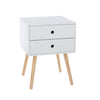 Options White Scandia, 2 Drawer & Wood Legs Bedside Cabinet  White Pine (DHD) Image 3