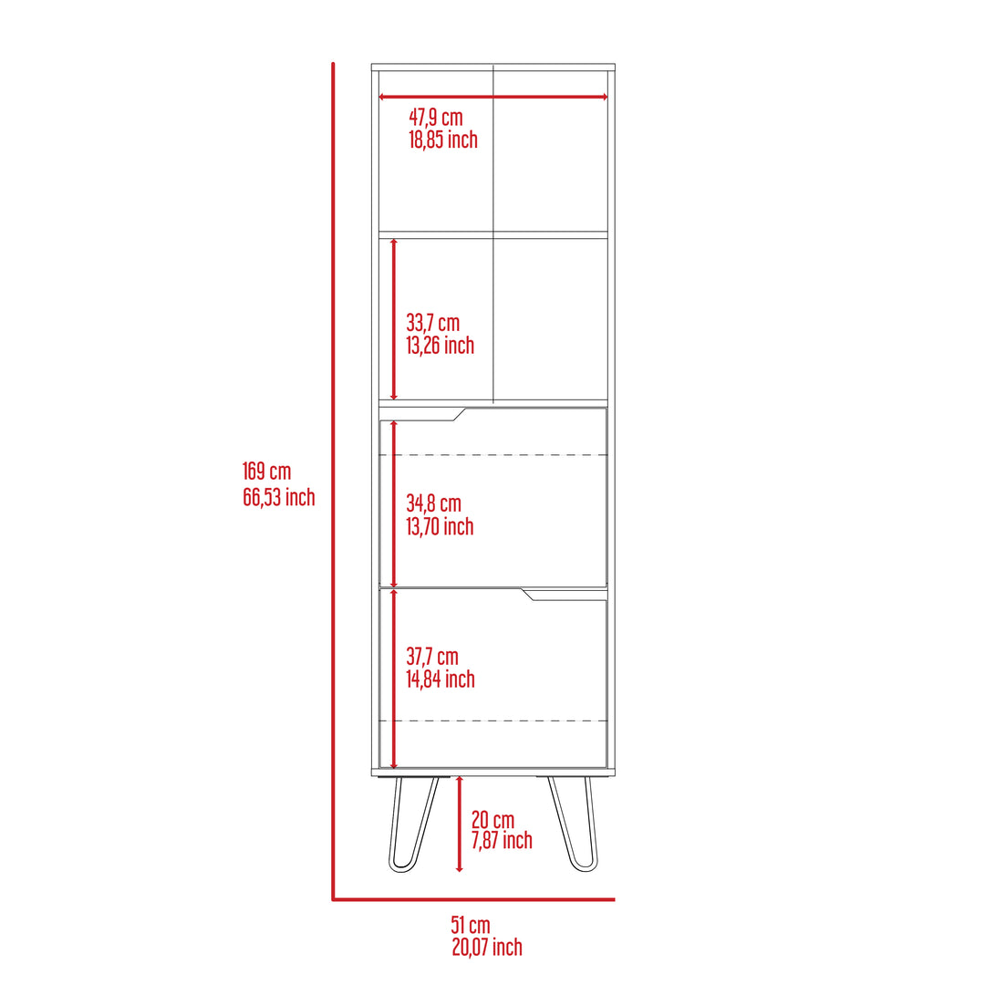 Manhattan Tall Bookcase, With 2 Doors Bleached Pine Grey Stone (DHD) Image 7