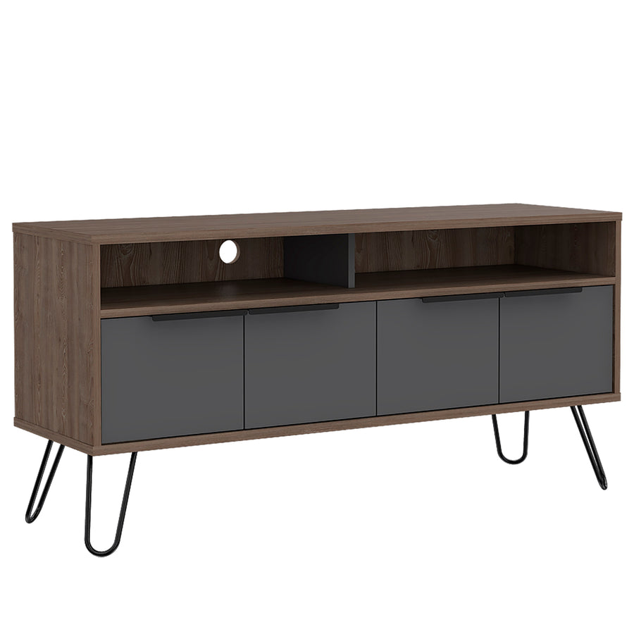 Vegas Wide Screen Tv Rack With 4 Doors Bleached Oak Grey (DHD) Image 1