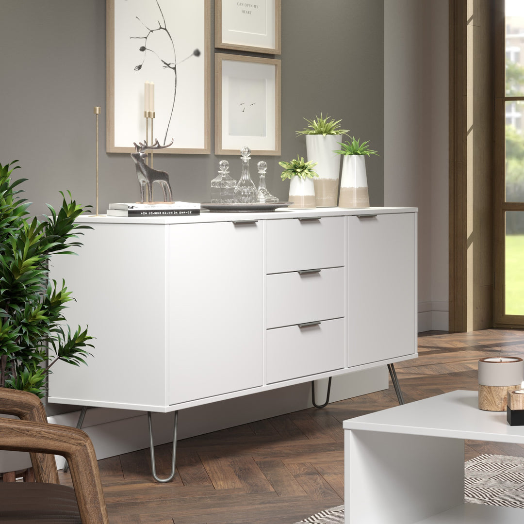 Augusta White Medium Sideboard With 2 Doors, 3 Drawers  White    (DHD) Image 6