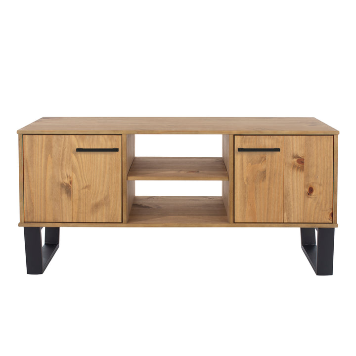 Texas 2 Door Flat Screen Tv Unit Antique Waxed Pine Black (DHD) Image 1