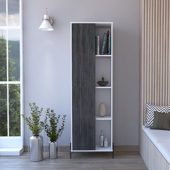 Dallas Tall Storage & Display Cabinet White Carbon Grey Oak (DHD) Image 4