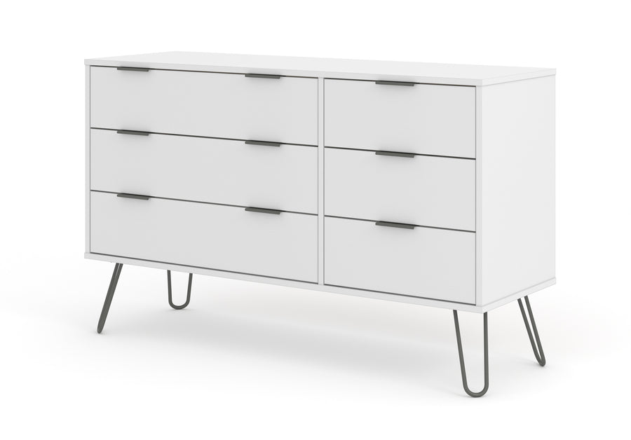 Augusta White 3+3 Drawer Wide Chest Of Drawers White    (DHD) Image 1