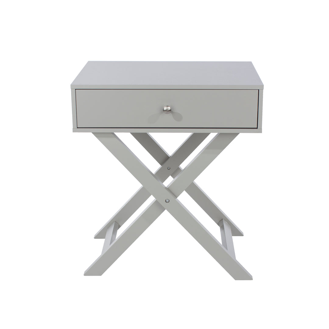 Options Grey X Leg  1 Drawer Petite Bedside Cabinet Grey  (DHD) Image 2