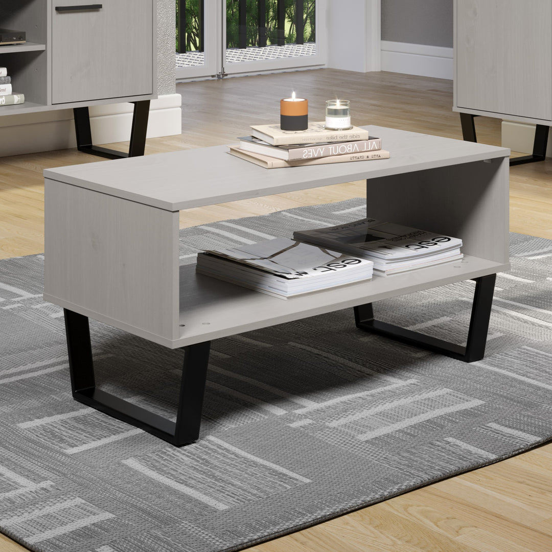 Texas Open Coffee Table Grey Waxed Pine Black (DHD) Image 3