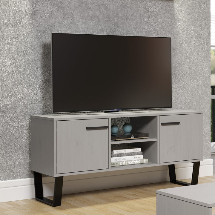 Texas 2 Door Flat Screen Tv Unit Grey Waxed Pine Black (DHD) Image 4