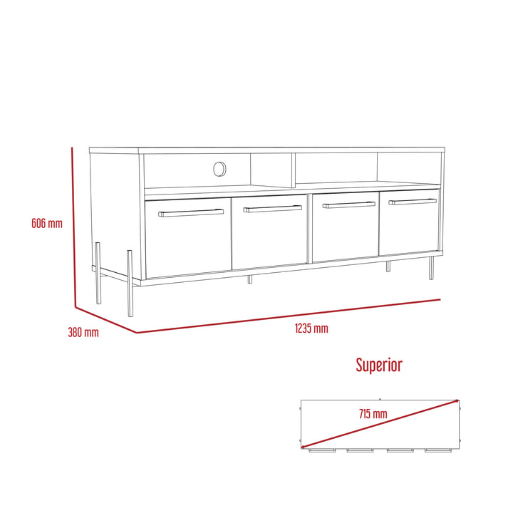 Harvard Wide Screen Tv Rack With 4 Doors Washed Oak Carbon Grey Oak (DHD) Image 6