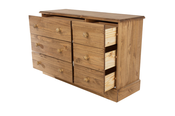 Cotswold 3+3 Drawer Wide Chest Antique Waxed Pine  (DHD) Image 4