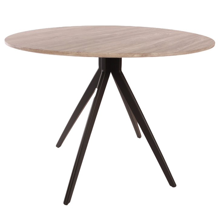 Aspen Round Dining Table, Grey Oak Effect Top With Black Pedestal Leg Frame  Grey Oak Black (DHD) Image 3