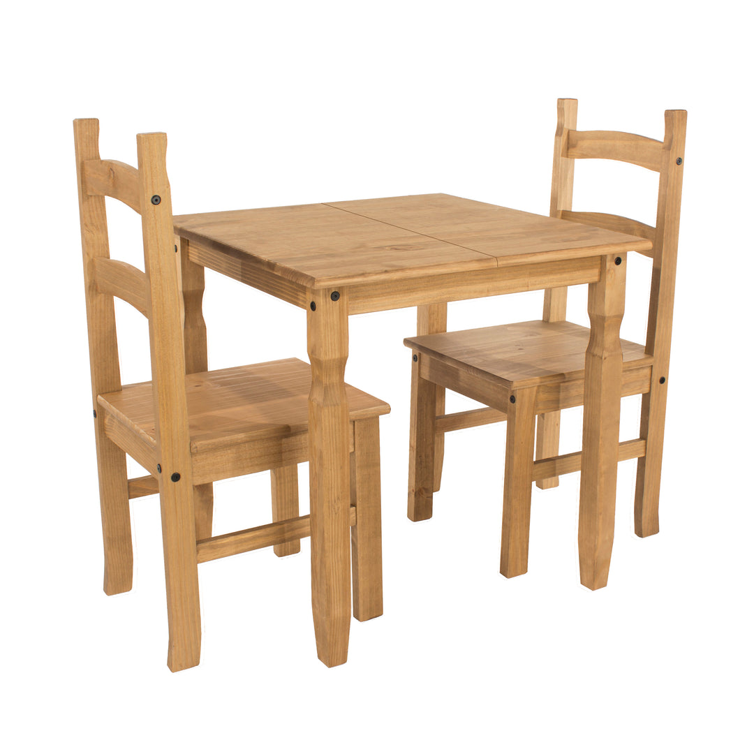 Corona Square Dining Table & 2 Chair Set      Antique Waxed Pine  (DHD) Image 1