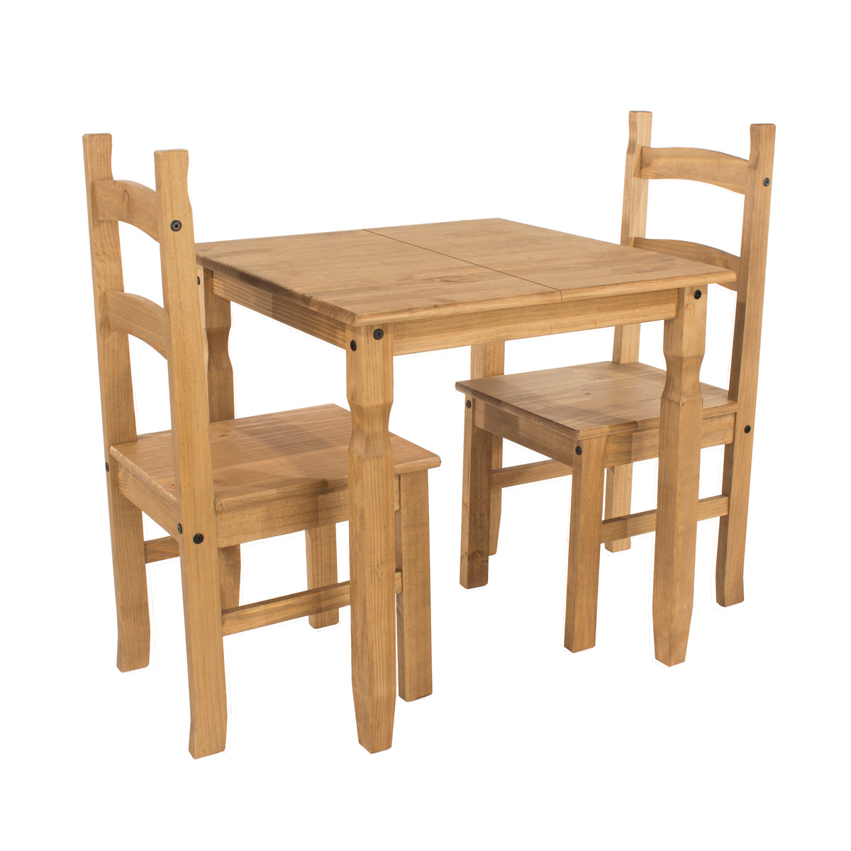 Corona Square Dining Table & 2 Chair Set      Antique Waxed Pine  (DHD) Image 1