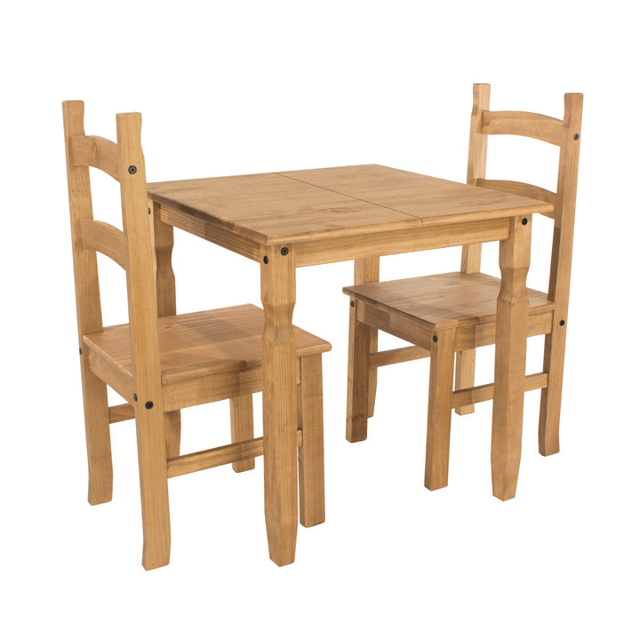 Corona Square Dining Table & 2 Chair Set      Antique Waxed Pine  (DHD) Image 1