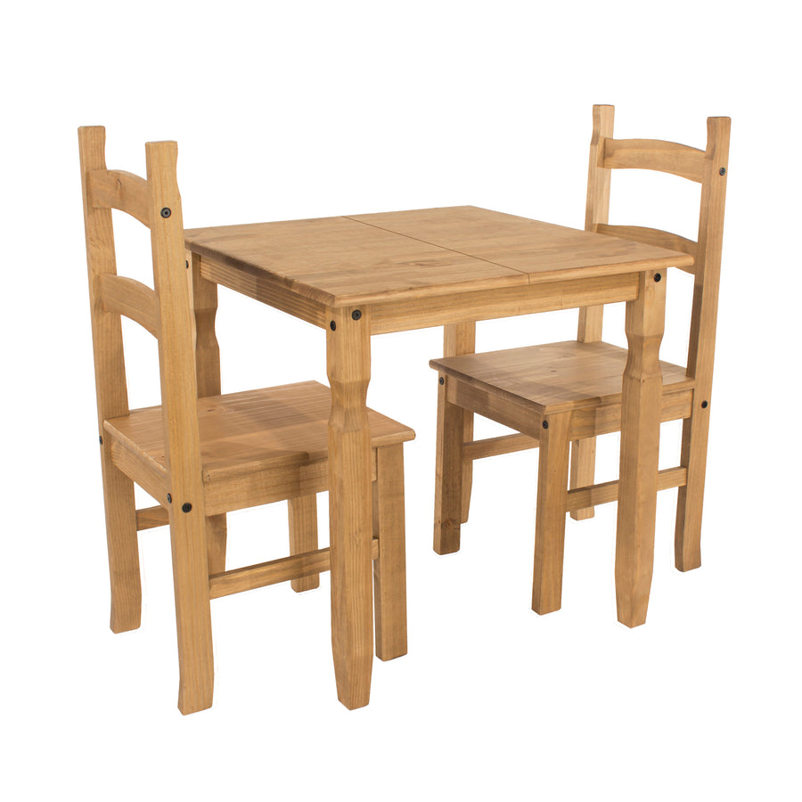Corona Square Dining Table & 2 Chair Set      Antique Waxed Pine  (DHD) Image 1