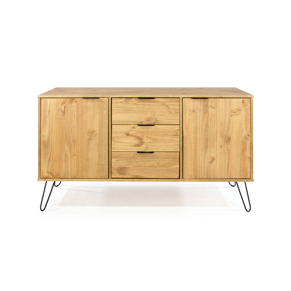 Augusta Pine Medium Sideboard With 2 Doors, 3 Drawers Antique Waxed Pine Black (DHD) Image 2