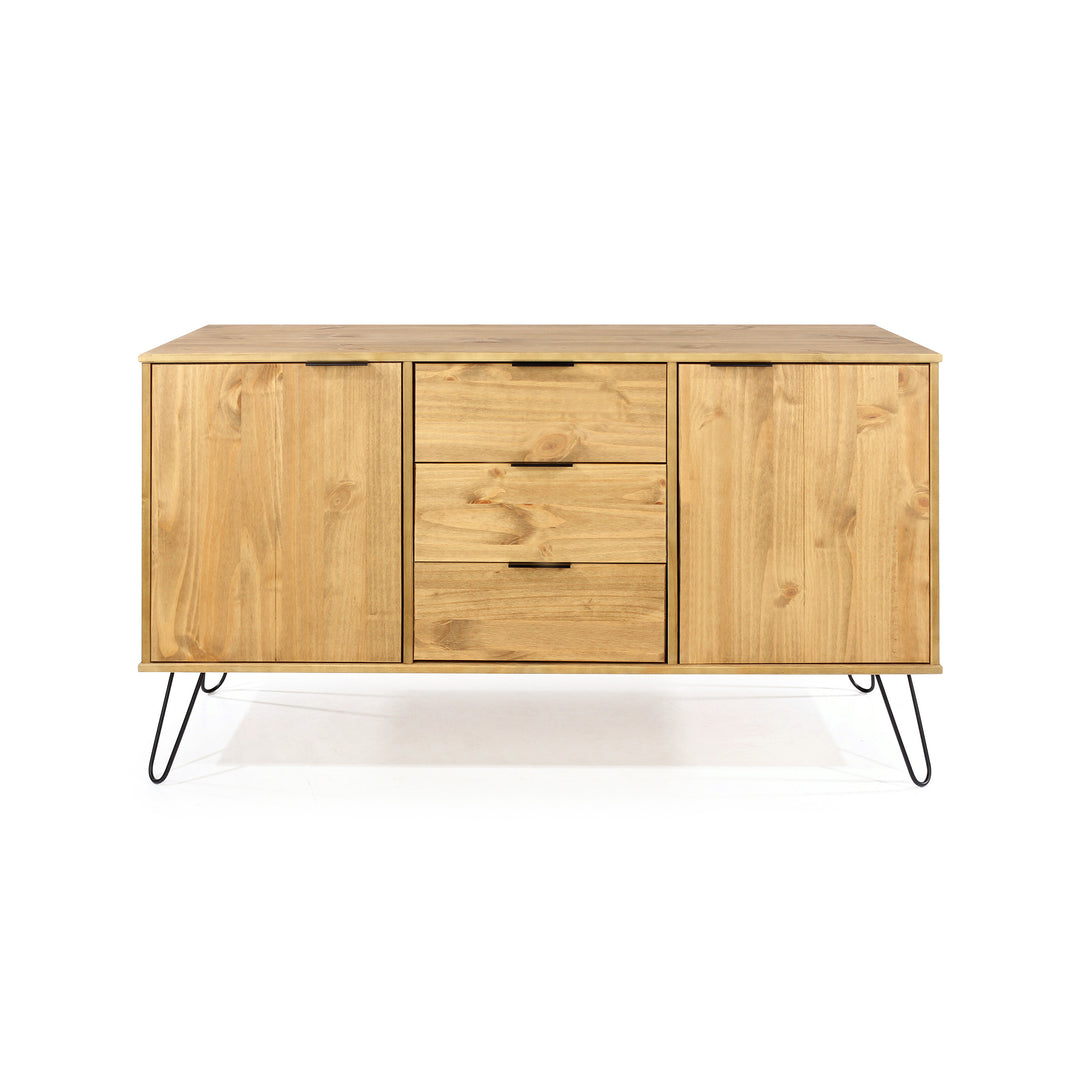 Augusta Pine Medium Sideboard With 2 Doors, 3 Drawers Antique Waxed Pine Black (DHD) Image 2