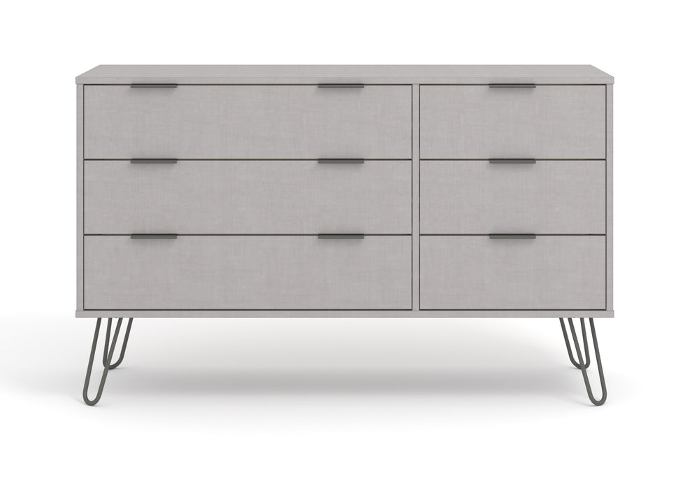 Augusta Grey 3+3 Drawer Wide Chest Of Drawers Grey   (DHD) Image 2