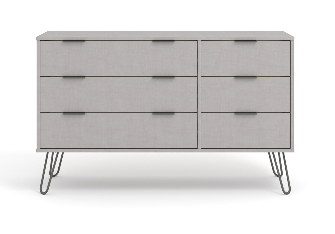 Augusta Grey 3+3 Drawer Wide Chest Of Drawers Grey   (DHD) Image 2