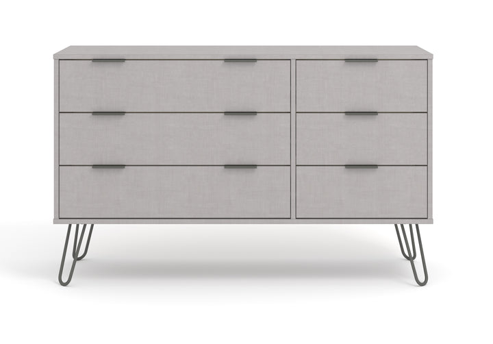 Augusta Grey 3+3 Drawer Wide Chest Of Drawers Grey   (DHD) Image 2