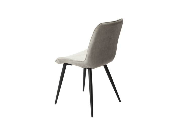 Aspen Diamond Stitch Lt Grey Cord Fabric Dining Chair, Black Tapered Legs (Pair) Light Grey Black (DHD) Image 4