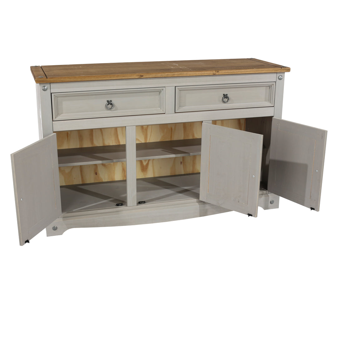 Corona Grey Medium Sideboard Grey Wax Antique Waxed Pine (DHD) Image 5
