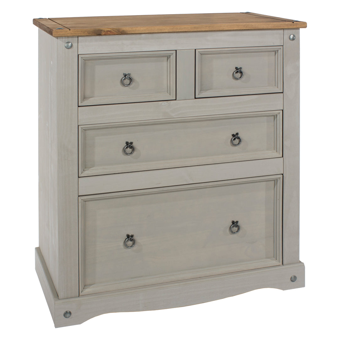 Corona Grey 2+2 Drawer Chest  Grey Wax Antique Waxed Pine (DHD) Image 3