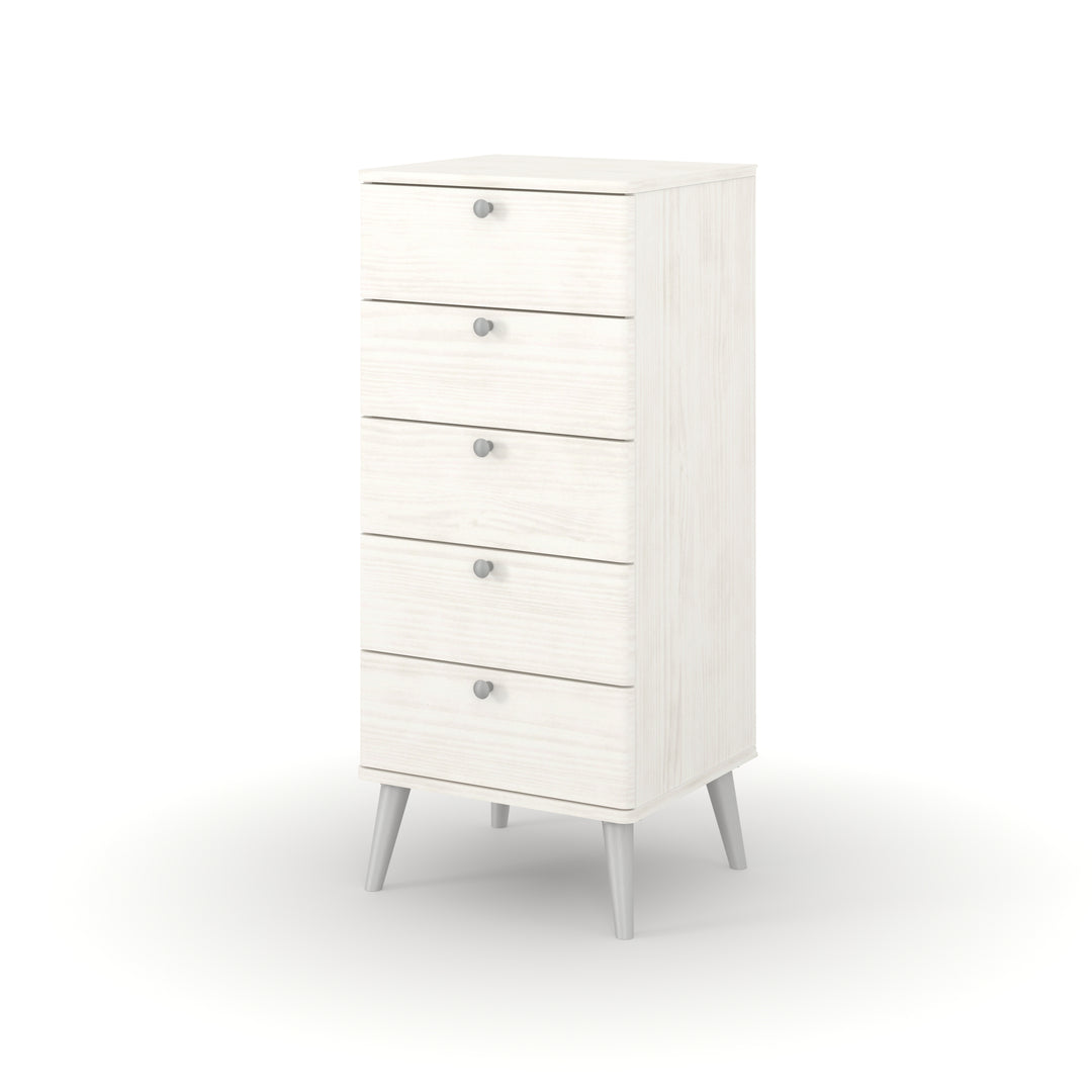 Augusta Curve 5 Drawer Narrow Chest White Silver (DHD) Image 1