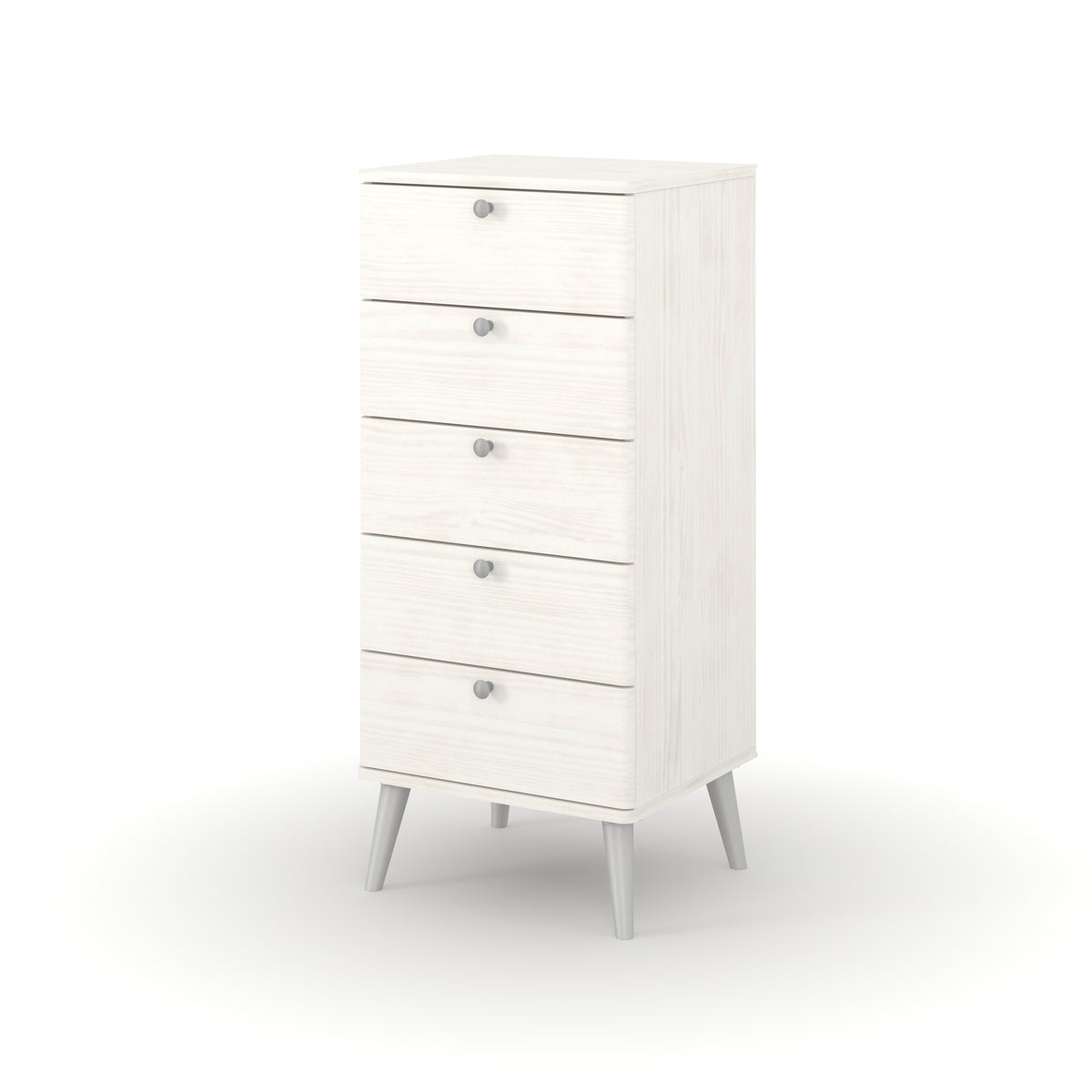 Augusta Curve 5 Drawer Narrow Chest White Silver (DHD) Image 1