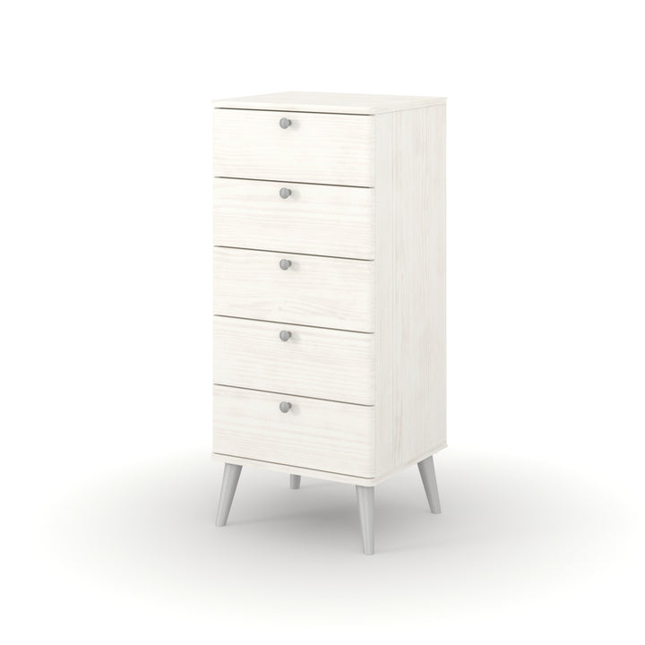 Augusta Curve 5 Drawer Narrow Chest White Silver (DHD) Image 1