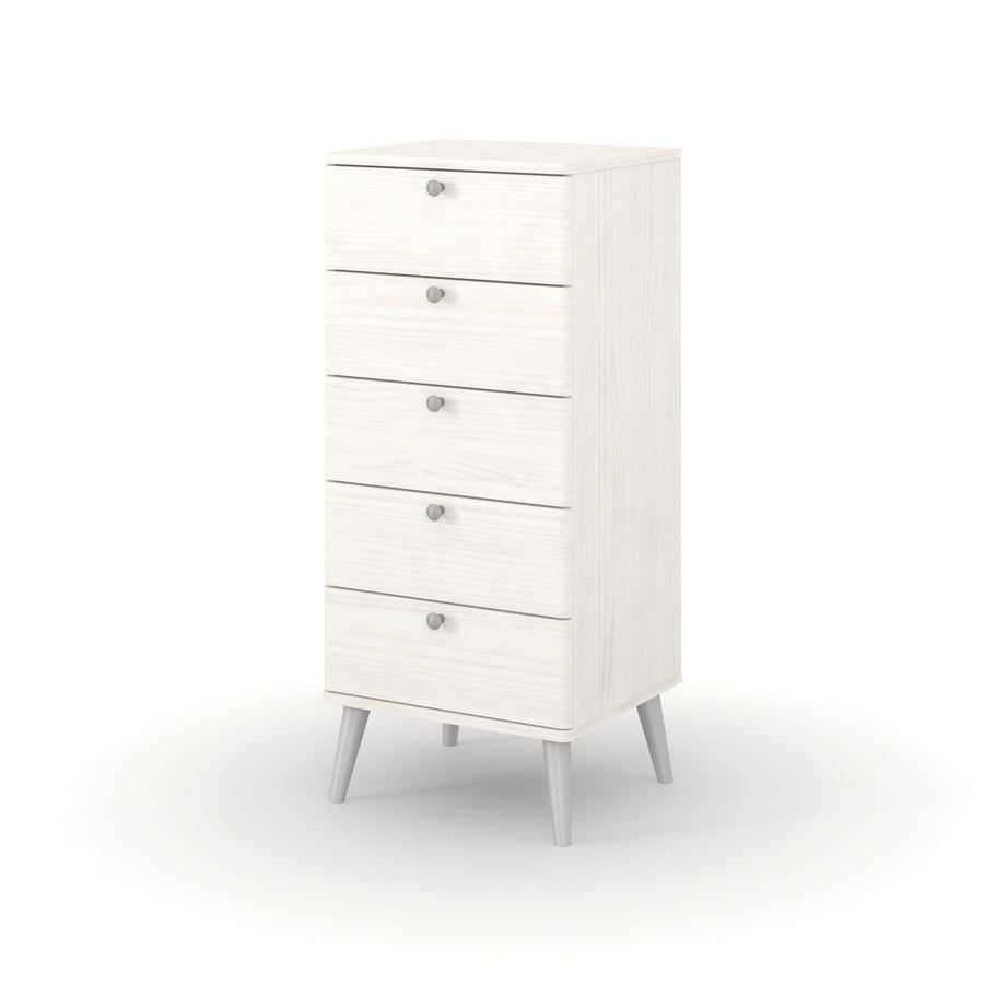 Augusta Curve 5 Drawer Narrow Chest White Silver (DHD) Image 1