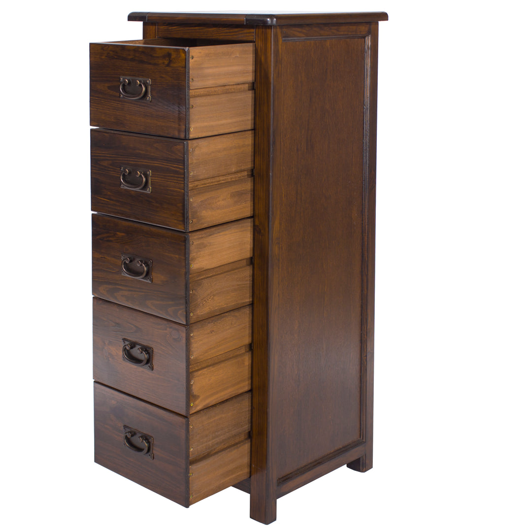 Boston 5 Drawer Narrow Chest Dark Brown  (DHD) Image 4