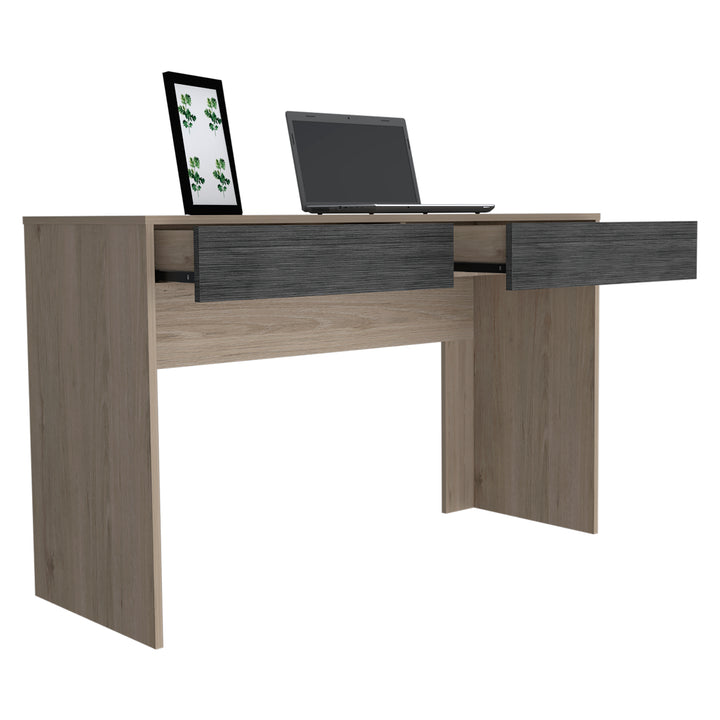 Harvard 2 Drawer Desk Washed Oak Carbon Grey Oak (DHD) Image 3