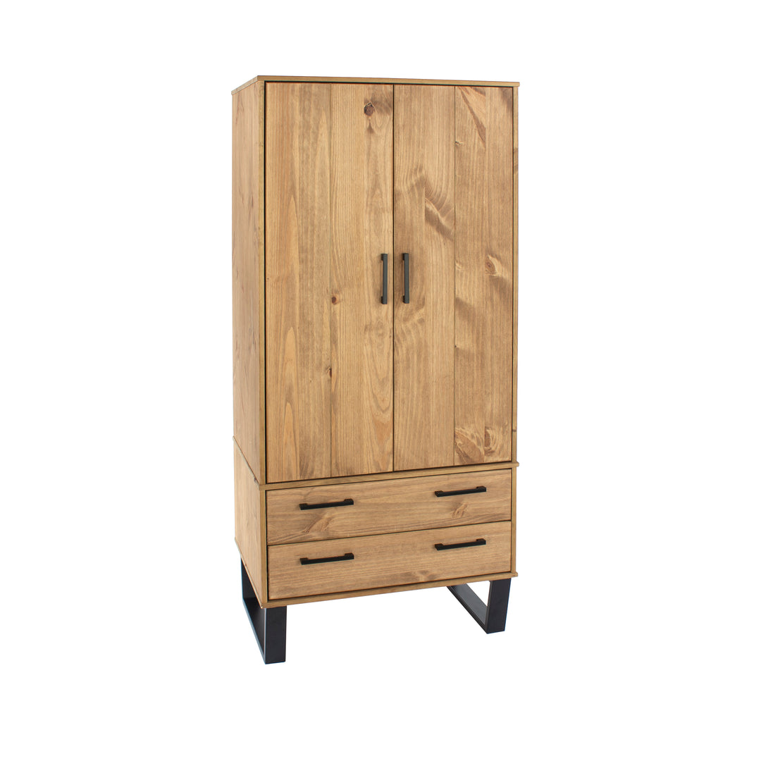 Texas 2 Door, 2 Drawer Wardrobe Antique Waxed Pine Black (DHD) Image 3