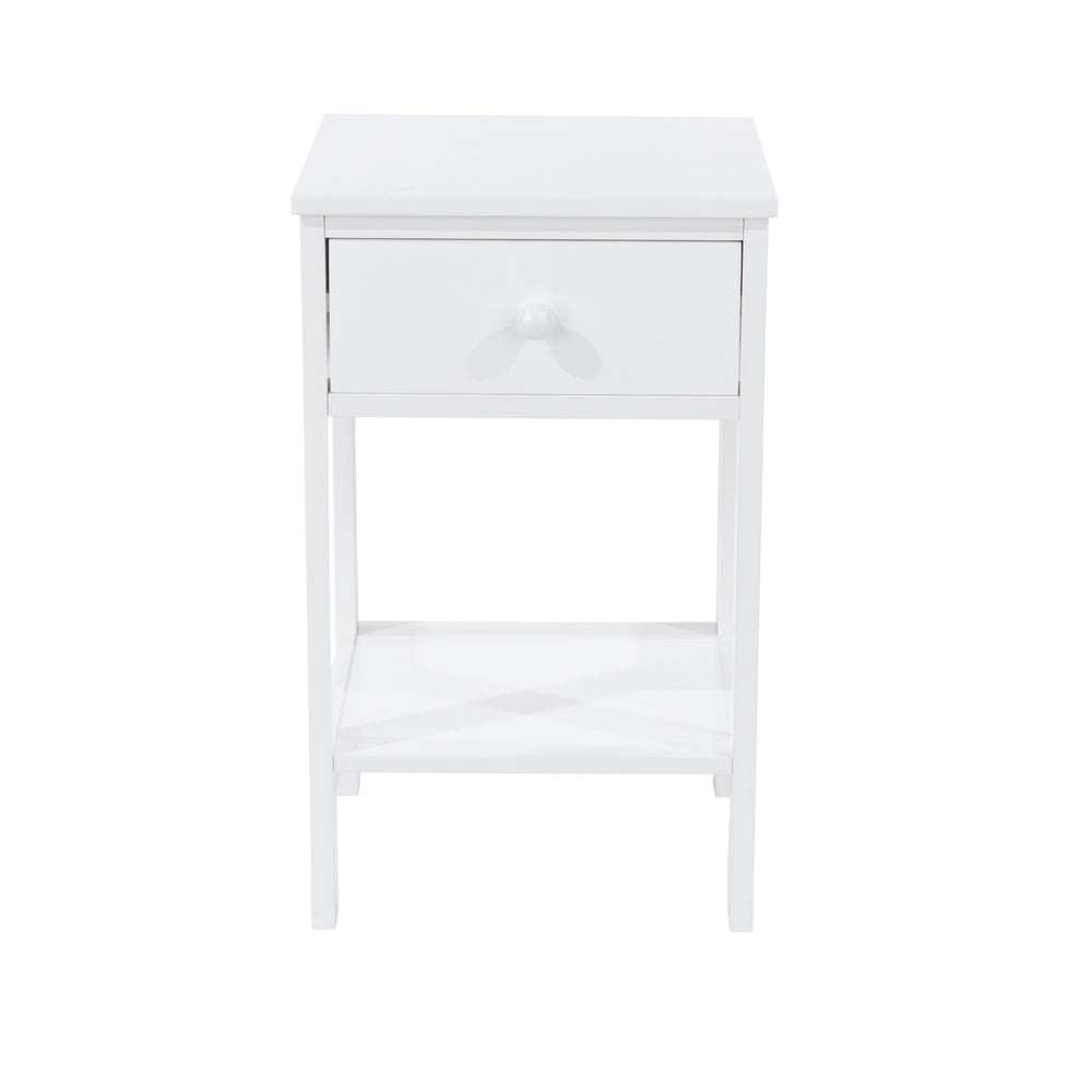 Options White Shaker, 1 Drawer Petite Bedside Cabinet White  (DHD) Image 2