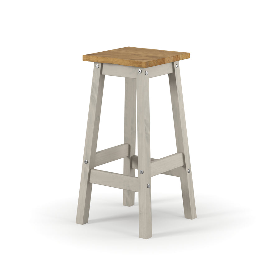 Corona Grey Live Edge High Breakfast Stools  (Pair) Grey Antique Waxed Pine (DHD) Image 1