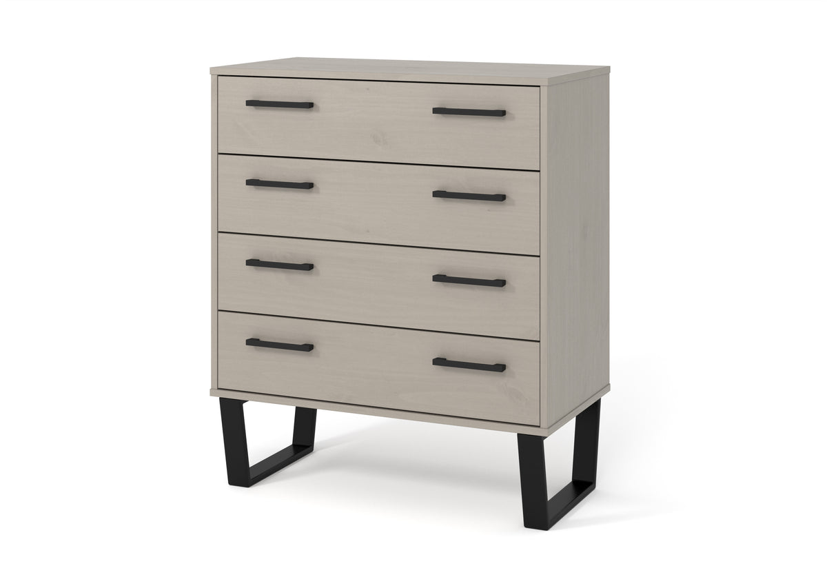 Texas 4 Drawer Chest Of Drawers Grey Waxed Pine Black (DHD) Image 1