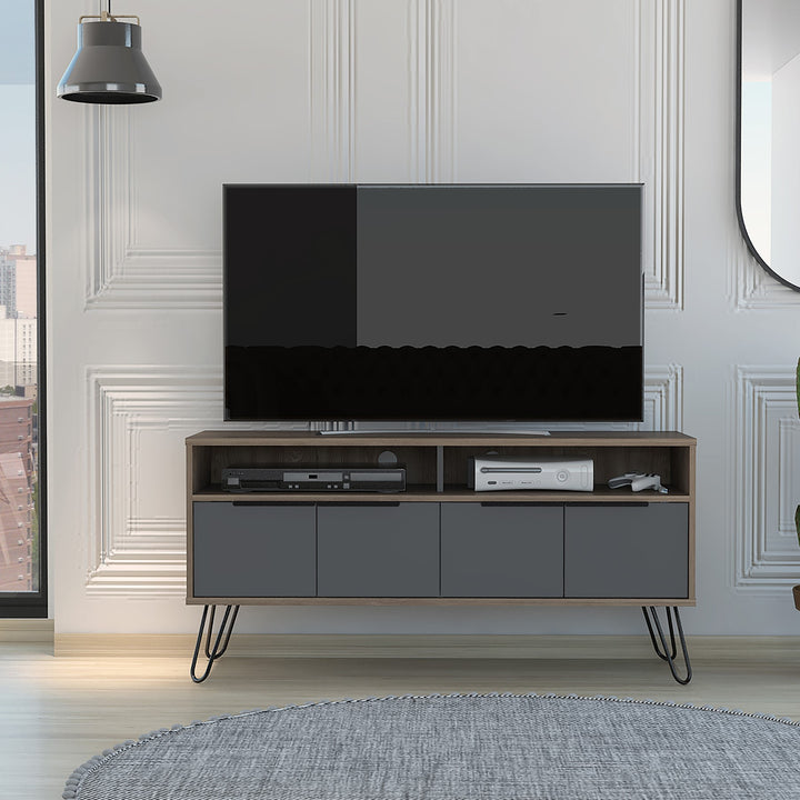 Vegas Wide Screen Tv Rack With 4 Doors Bleached Oak Grey (DHD) Image 3