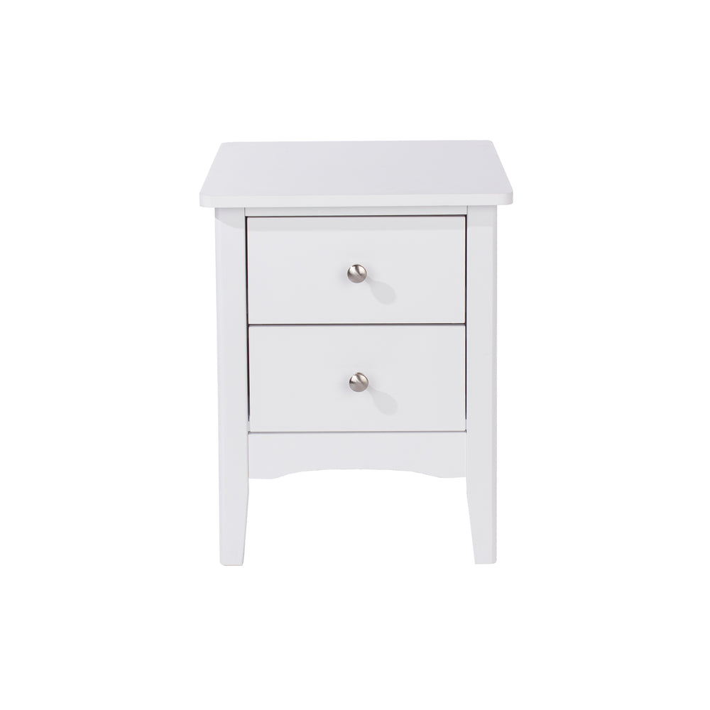 Como White 2 Petite Drawer Bedside Cabinet  White  (DHD) Image 2