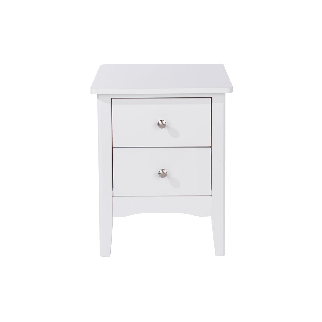 Como White 2 Petite Drawer Bedside Cabinet  White  (DHD) Image 2