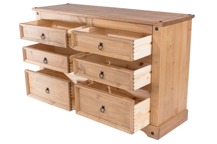 Corona 3+3 Drawer Wide Chest  Antique Waxed Pine  (DHD) Image 4