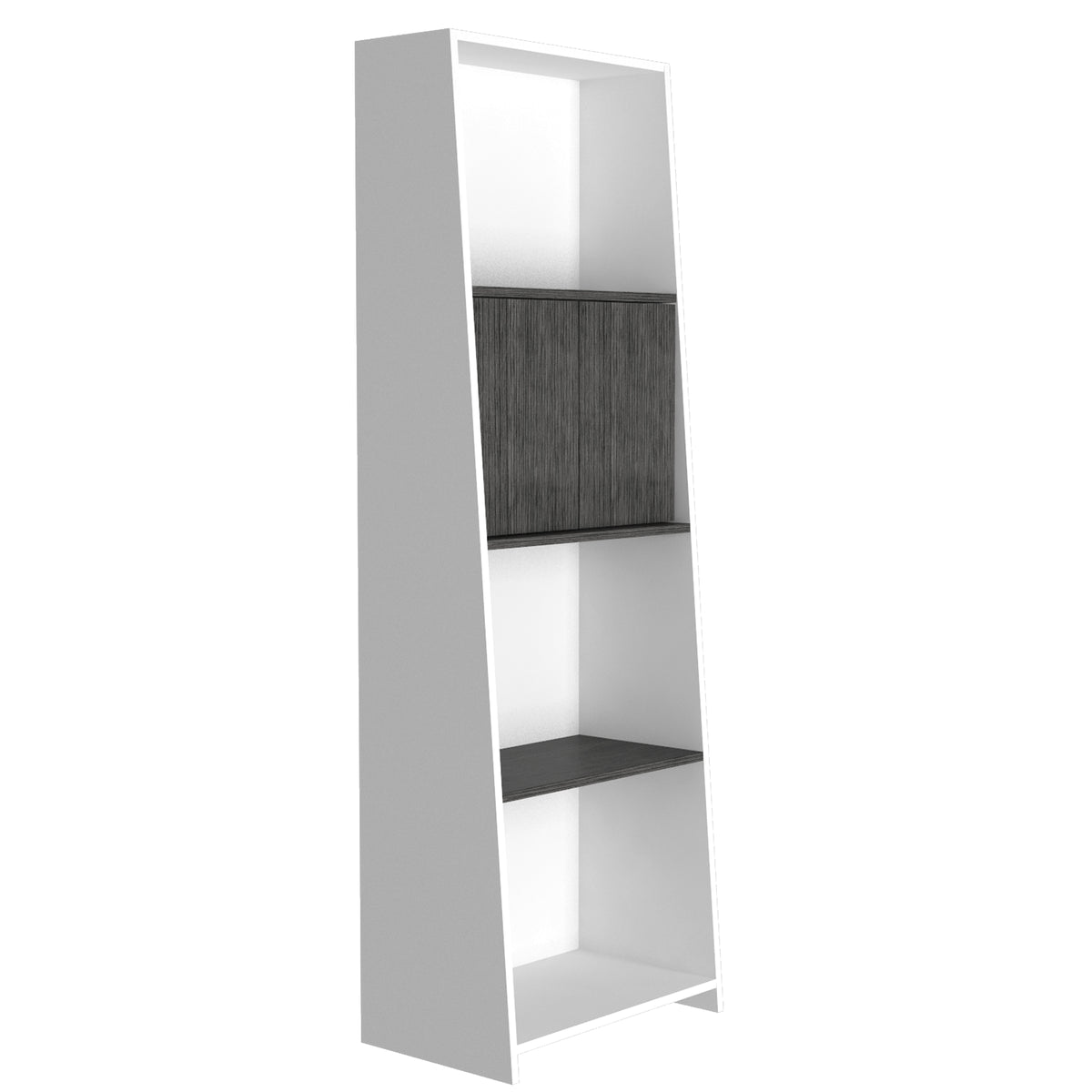 Dallas Bookcase With Doors White Carbon Grey Oak (DHD) Image 1