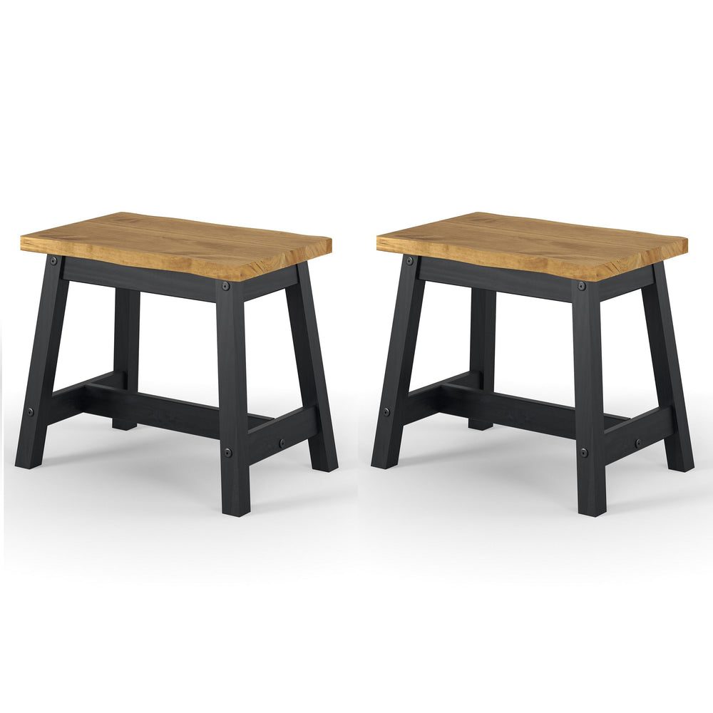 Corona Black Live Edge Large Dining Bench Black Antique Waxed Pine (DHD) Image 2