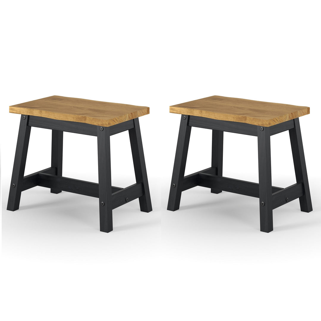 Corona Black Live Edge Large Dining Bench Black Antique Waxed Pine (DHD) Image 2