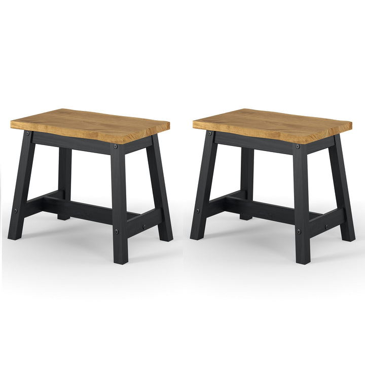 Corona Black Live Edge Large Dining Bench Black Antique Waxed Pine (DHD) Image 2