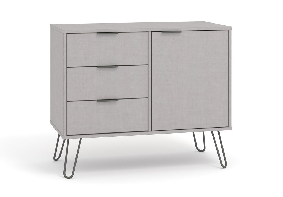 Augusta Grey Small Sideboard With 1 Doors, 3 Drawers Grey   (DHD) Image 3