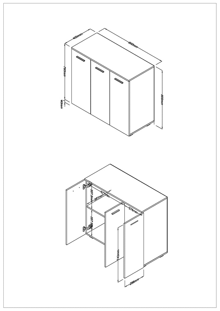 Lido 3 Door Sideboard White  (DHD) Image 5