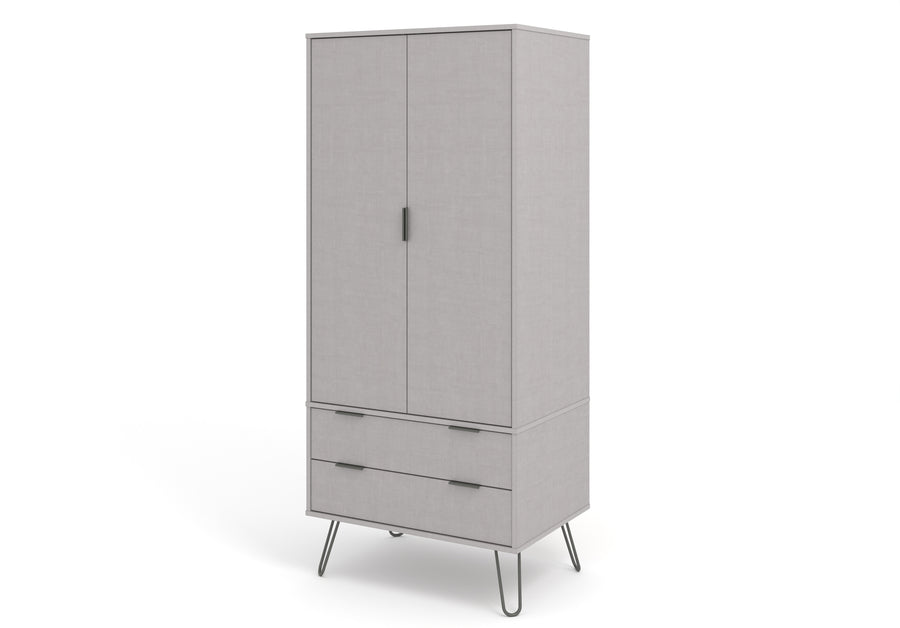 Augusta Grey 2 Door, 2 Drawer Wardrobe Grey   (DHD) Image 1