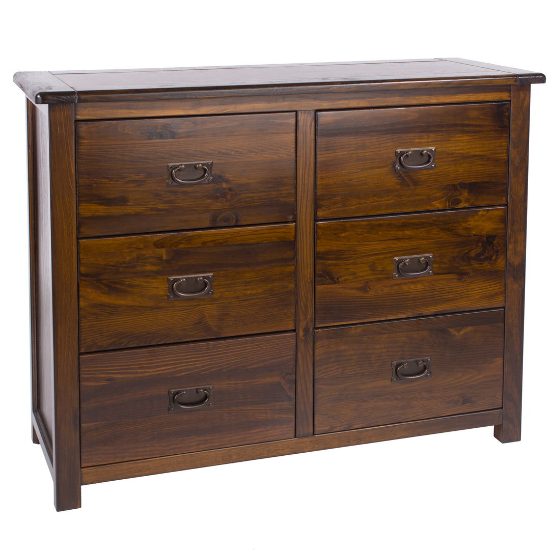 Boston 3+3 Drawer Wide Chest Dark Brown  (DHD) Image 3