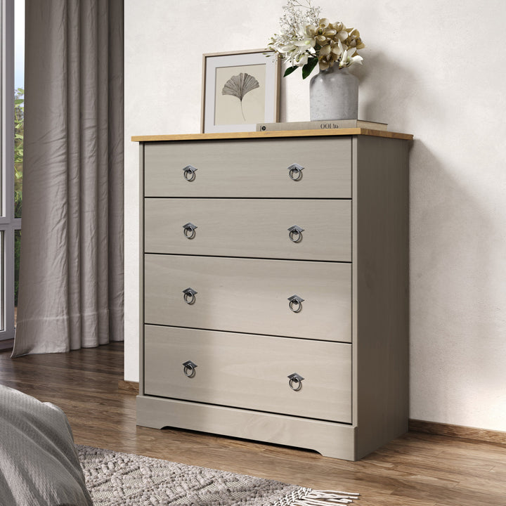 Corona Classic 4 Drawer Chest Of Drawers Grey Antique (Self Assembly) (DHD)