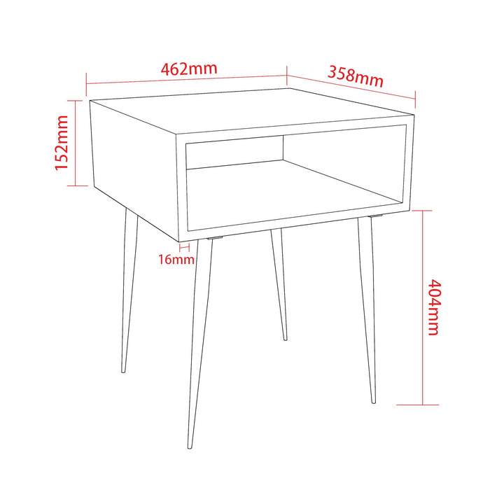 Options Galaxy Metal Bedside Table, Gold With Black Legs Gold Black (Self Assembly) (DHD)