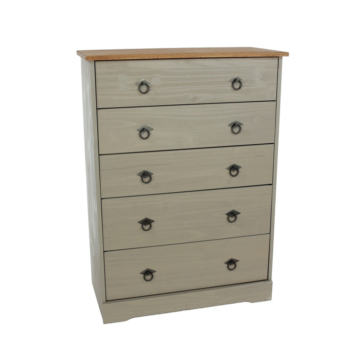 Corona Classic 5 Drawer Chest Of Drawers Grey Antique (Self Assembly) (DHD)
